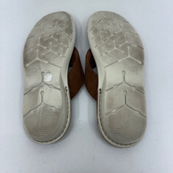 Clarks Ellison Easy Brown Leather Flip Flops Thong Sandals Shoes Mens size 9 M - Picture 8 of 8